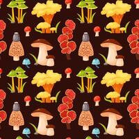 Seamless pattern with colorful mushrooms vector