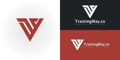 Abstract initial triangle letter AQ or QA logo in red color isolated on multiple background colors. The logo is suitable for workplace training solutions and business icon logo design inspiration vector