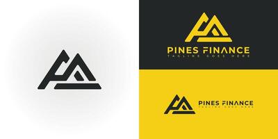 Abstract initial mountain letter PF or FP logo in solid black color isolated on multiple background colors. The logo is suitable for financial technology startup icon logo design inspiration templates vector