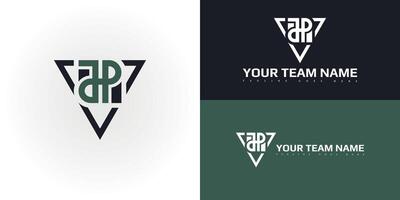 Abstract initial triangle letter JP or PJ logo in black and green color isolated on multiple background colors. The logo is suitable for student football team icon logo design inspiration templates. vector