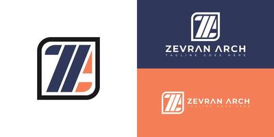 Abstract initial black square letter ZA or AZ logo in orange-blue color isolated on multiple background colors. The logo is suitable for construction company icon logo design inspiration templates. vector