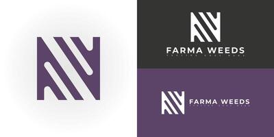 Abstract initial square letter FW or WF logo in purple color isolated on multiple background colors. The logo is suitable for high-end cannabis company icon logo design inspiration templates. vector