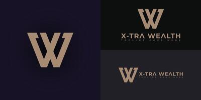 Abstract initial letter XW or WX logo in luxury gold color isolated on multiple background colors. The logo is suitable for property and construction company icon logo design inspiration templates. vector
