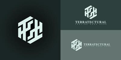 Abstract initial hexagon letter T or TT logo in soft green color isolated on multiple background colors. The logo is suitable for architectural and construction company icon logo design inspiration vector