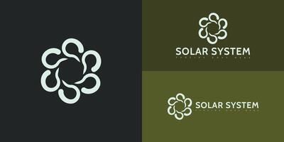 Abstract initial spiral letter S or SS logo in soft green color isolated on multiple background colors. The logo is suitable for solar system business company icon logo design inspiration templates. vector