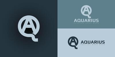 Abstract initial circle letter AQ or QA logo in white-blue color isolated on multiple background colors. The logo is suitable for Car Wash Business icon logo design inspiration templates. vector