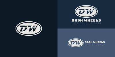 Abstract initial oval letter DW or WD logo in white color isolated on multiple background colors. The logo is suitable for automotive restoration company icon logo design inspiration templates. vector