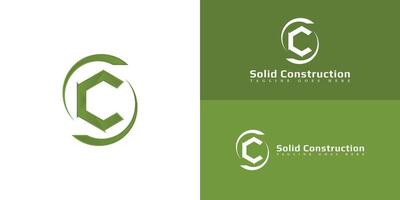 Abstract initial letter SC or CS logo in gradient green color isolated on multiple background colors. The logo is suitable for property and construction company icon logo design inspiration templates. vector