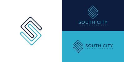 Abstract initial strips letter SC or CS logo in blue color isolated on multiple background colors. The logo is suitable for property and real estate company icon logo design inspiration templates. vector