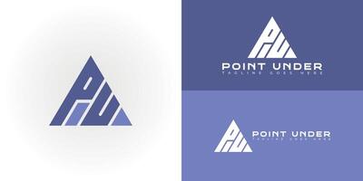 Abstract initial triangle letter PU or UP logo in sporty purple color isolated on multiple background colors. The logo is suitable for aport apparel brand icon logo design inspiration templates. vector