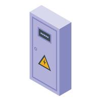 Wall electric breaker box icon isometric . Wire industrial vector