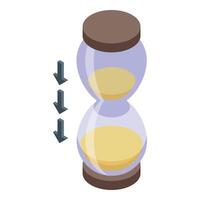 Sand hourglass run icon isometric . Counting time vector