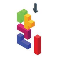Block game colorful icon isometric . Puzzle element vector