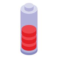 Half battery charge icon isometric . Load energy vector