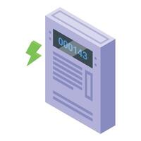 Electric energy counter device icon isometric . Watt meter count vector