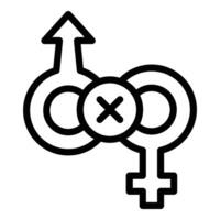 Gender inequity icon outline . Human rights prejudice vector