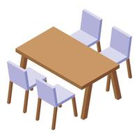 Outdoor patio table and chairs icon isometric . Patio restaurant vector