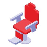 Red color barber chair icon isometric . Leather material vector