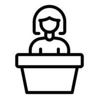 Female glass ceiling icon outline . Workplace discrimination vector