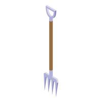 Gardening fork icon isometric . Rake farming tool vector