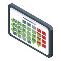 Online tablet planner icon isometric . App event vector