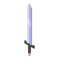 Steel medieval sword icon isometric . Sharp object vector