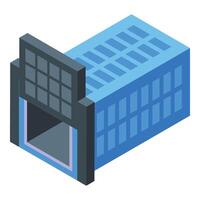 Steel cage product icon isometric . Steel plant process vector