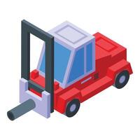 Steel plant forklift icon isometric . Lifting new product vector