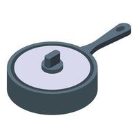 Saucepan with modern cap icon isometric . Steam hot vector