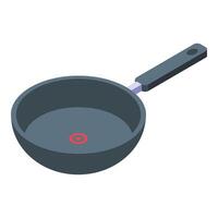 Pan with induction point icon isometric . Steel cookware vector