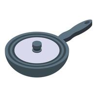 vapor pan icono isométrica . wok profundo culinario vector