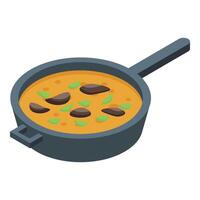 Sauce pan food icon isometric . Asian cooking vector