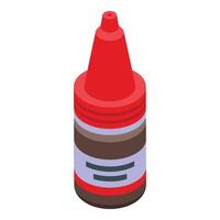 Red tube bottle icon isometric . Treatment anatomy vector