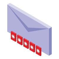 Email wrong password icon isometric . Correspondence security vector