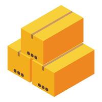 Packed parcel boxes icon isometric . Wholesale rental vector