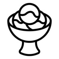 Ice cream balls cup icon outline . Banana split dessert vector