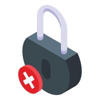 Blocked access padlock icon isometric . Incorrect password vector