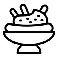 Dairy banana split icon outline . Creamy soft dish vector