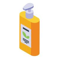 Liquid soap bottle icon isometric . Washing solution vector