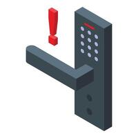 Door access error icon isometric . Blocked entry password vector