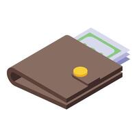 Money wallet icon isometric . Folding finance case vector