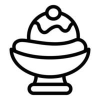 Smooth banana split icon outline . Frozen treat vector