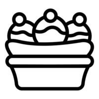 Banana split delicacy icon outline . Ice cream bowl vector