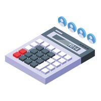 Money calculator icon isometric . Monthly allocation amount vector