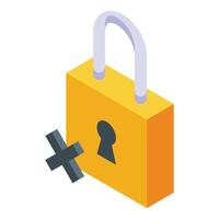 Locked security padlock icon isometric . Access failure password vector