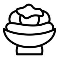 Gourmet banana split icon outline . Fruit dessert vector