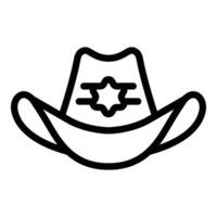 Marshal straw hat icon outline . Western police officer headgear vector