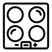 Induction heating stove icon outline . Magnetic cooking plate vector