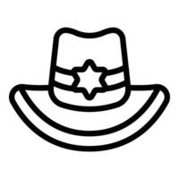Rancher hat icon outline . Sheriff head accessory vector