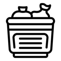 Rubbish disposal bin icon outline . Full garbage container vector